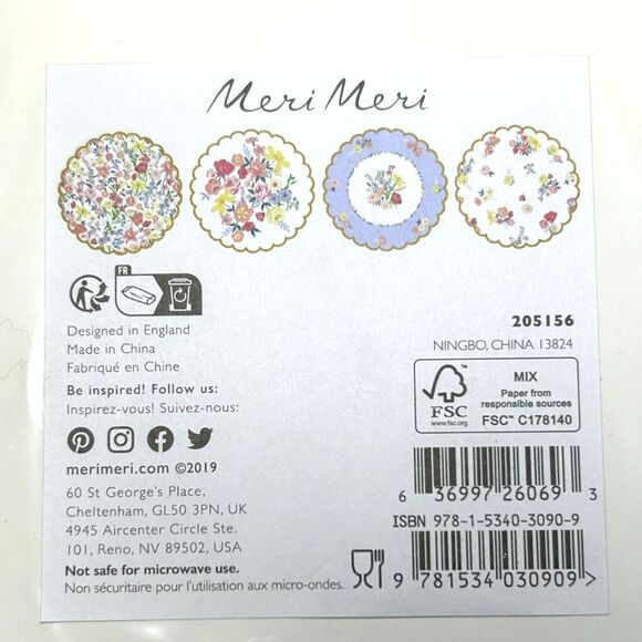 Meri Meri Elegant English Garden Pattern(2) Sets of (8) Paper Plates 10.5"D - Picture 7 of 7